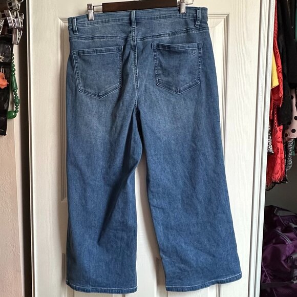 DG2 Diane Gilman Women's 14 Wide Leg Crop Paisley Floral Embroidered Jeans HSN - Picture 4 of 11